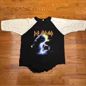 Vintage 1987 Def Leppard Hysteria tour 3/4 sleeve rock band t shirt size XL